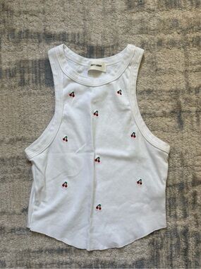 NWOT Dirty Laundry White Cherry Embroidered Tank Top